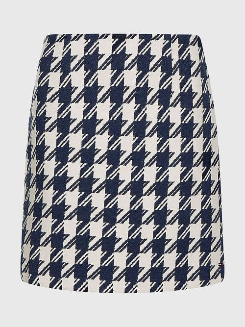 Ženske Tommy Hilfiger Recycled Wool Jacquard Houndstooth Mini Suknje Plava | TH921CPE