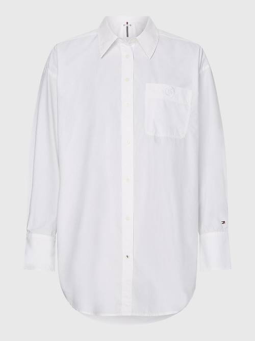 Ženske Tommy Hilfiger Relaxed Fit Organic Cotton Poplin Košulje Bela | TH986TBO