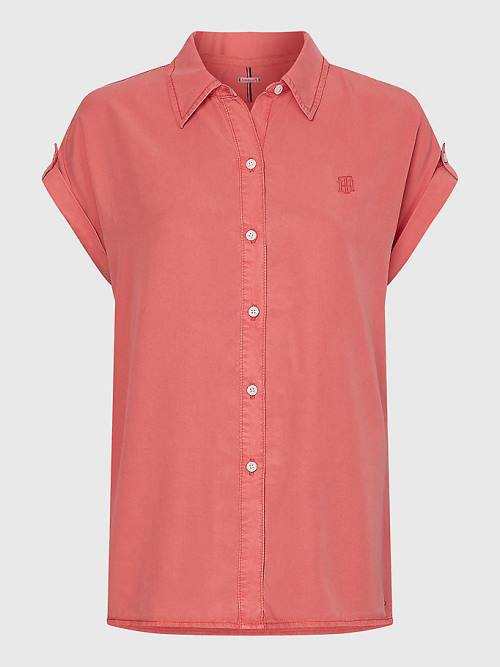 Ženske Tommy Hilfiger Relaxed Fit Short Sleeve Košulje Crveni | TH169WAN