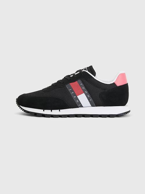 Ženske Tommy Hilfiger Retro Mixed Texture Runner Patike Crna | TH187VSZ