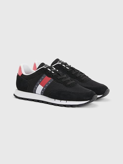 Ženske Tommy Hilfiger Retro Mixed Texture Runner Patike Crna | TH187VSZ