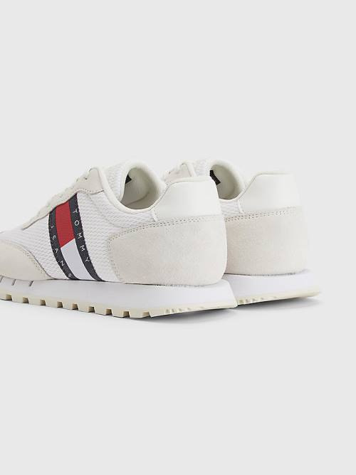 Ženske Tommy Hilfiger Retro Mixed Texture Runner Patike Bela | TH405NHP