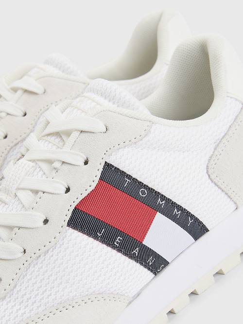 Ženske Tommy Hilfiger Retro Mixed Texture Runner Patike Bela | TH405NHP