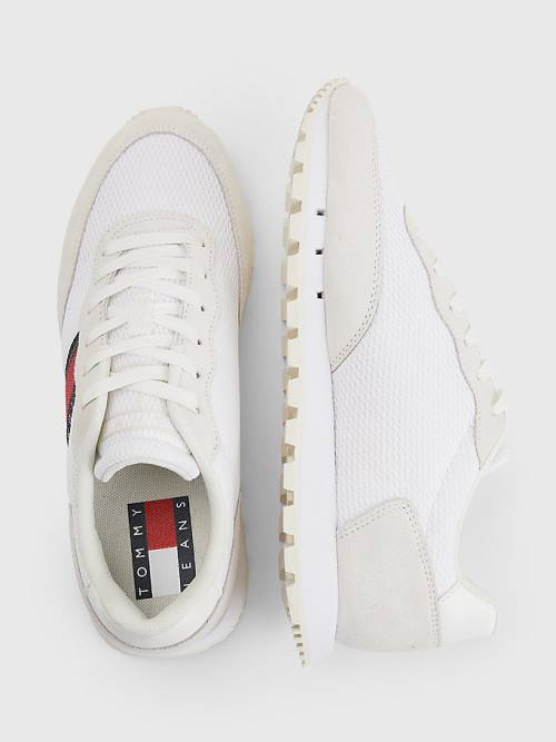 Ženske Tommy Hilfiger Retro Mixed Texture Runner Patike Bela | TH405NHP