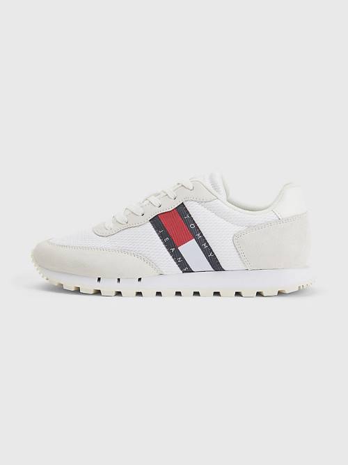 Ženske Tommy Hilfiger Retro Mixed Texture Runner Patike Bela | TH405NHP