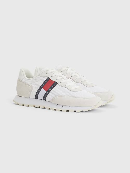 Ženske Tommy Hilfiger Retro Mixed Texture Runner Patike Bela | TH405NHP