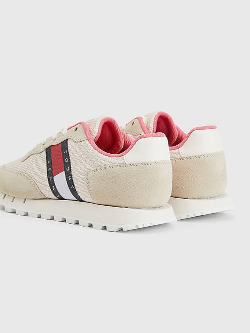 Ženske Tommy Hilfiger Retro Mixed Texture Runner Patike Bež | TH713VXL