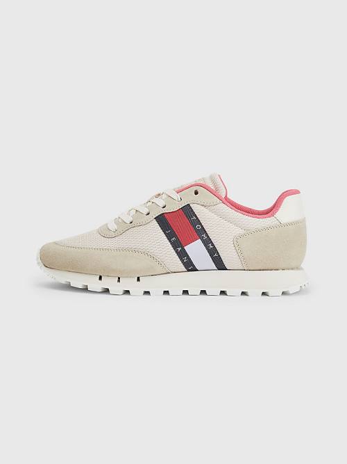 Ženske Tommy Hilfiger Retro Mixed Texture Runner Patike Bež | TH713VXL