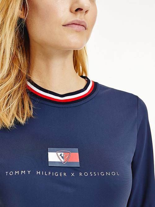 Ženske Tommy Hilfiger Rossignol Contrast Collar Base Layer Majice Plava | TH536YXB