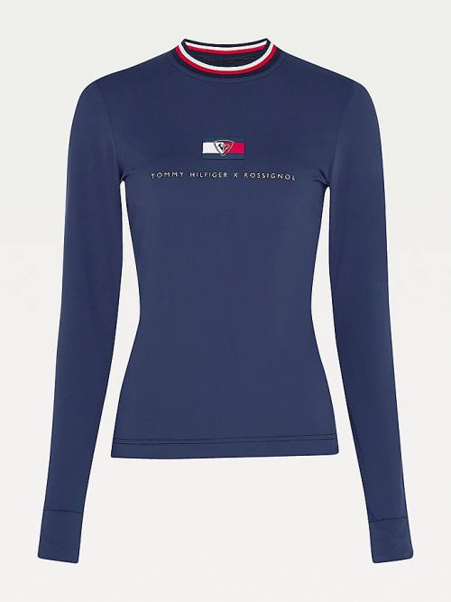 Ženske Tommy Hilfiger Rossignol Contrast Collar Base Layer Majice Plava | TH536YXB