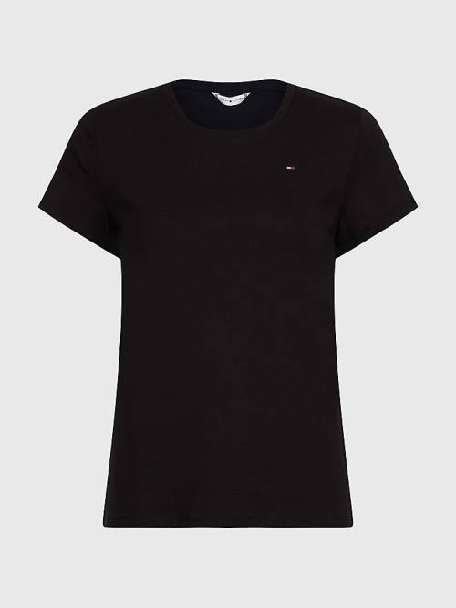 Ženske Tommy Hilfiger Round Neck Slim Fit Majice Crna | TH867MLG