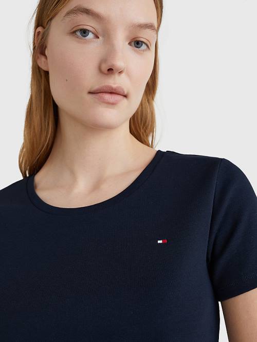 Ženske Tommy Hilfiger Round Neck Slim Fit Majice Plava | TH901HYG