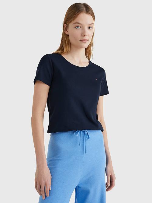 Ženske Tommy Hilfiger Round Neck Slim Fit Majice Plava | TH901HYG