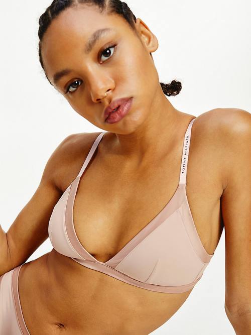 Ženske Tommy Hilfiger Satin Trim Triangle Bra Donji veš Bež | TH139MIX