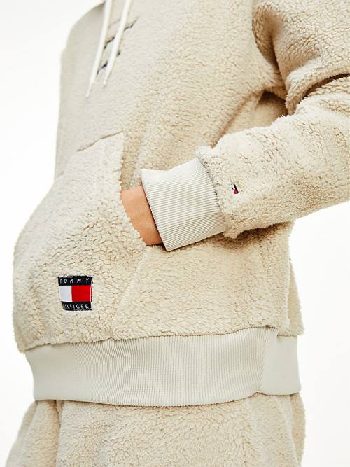 Ženske Tommy Hilfiger Sherpa Lounge Duks Hoodie Bež | TH263SDQ