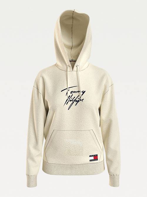 Ženske Tommy Hilfiger Sherpa Lounge Duks Hoodie Bež | TH263SDQ