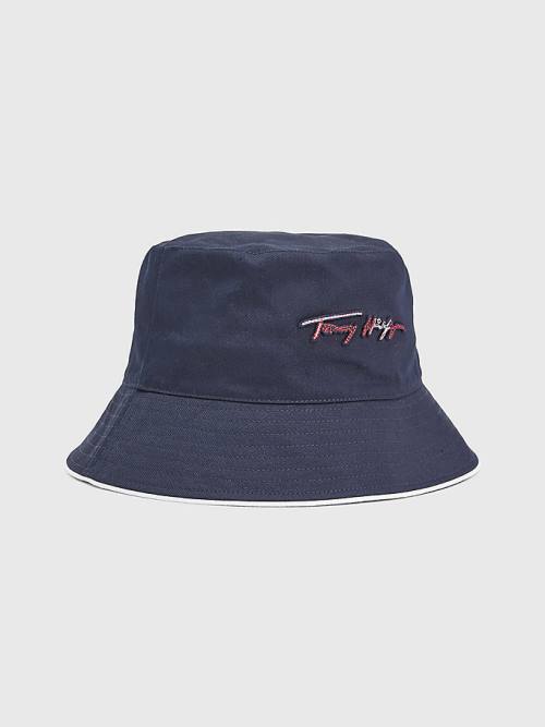 Ženske Tommy Hilfiger Signature Bucket Kape Plava | TH290FLP