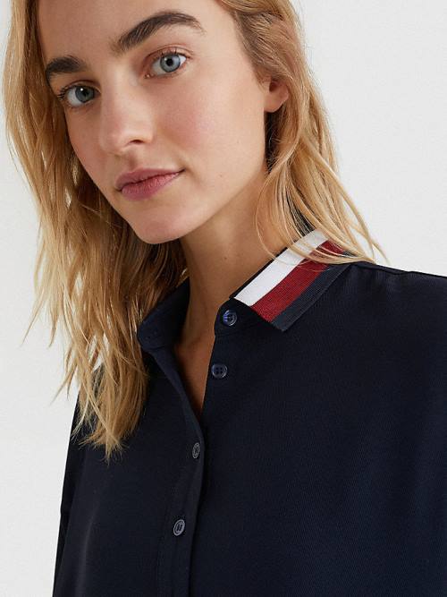 Ženske Tommy Hilfiger Signature Detail Crepe Shift Haljine Plava | TH973RLN