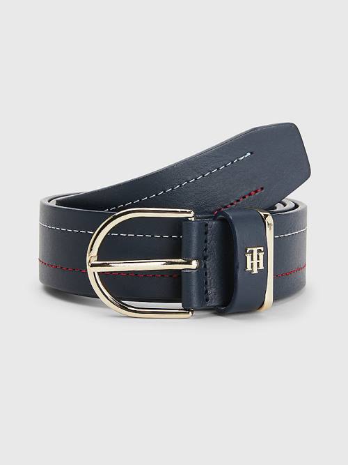 Ženske Tommy Hilfiger Signature Detailing Leather Kaiševi Plava | TH348MRV