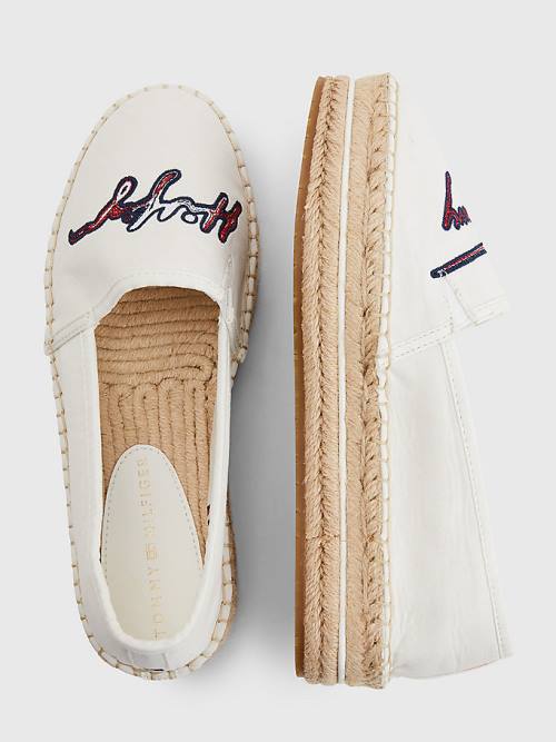 Ženske Tommy Hilfiger Signature Logo Espadrilles Mokasine Bela | TH268FSE