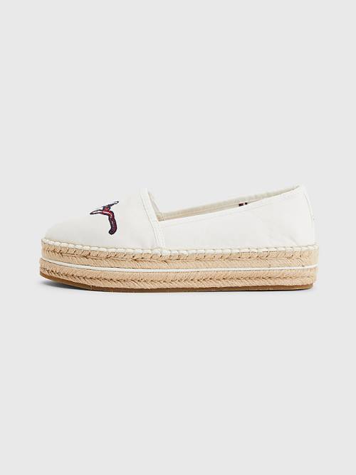 Ženske Tommy Hilfiger Signature Logo Espadrilles Mokasine Bela | TH268FSE