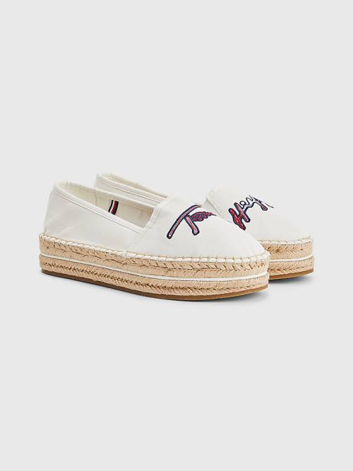 Ženske Tommy Hilfiger Signature Logo Espadrilles Mokasine Bela | TH268FSE