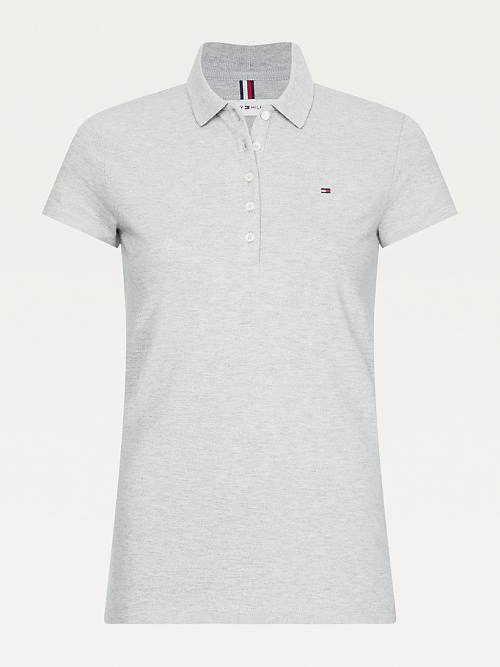 Ženske Tommy Hilfiger Slim Fit Polo Majice Siva | TH184TVD