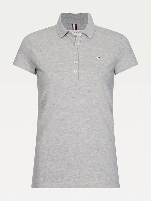 Ženske Tommy Hilfiger Slim Fit Polo Majice Siva | TH184TVD