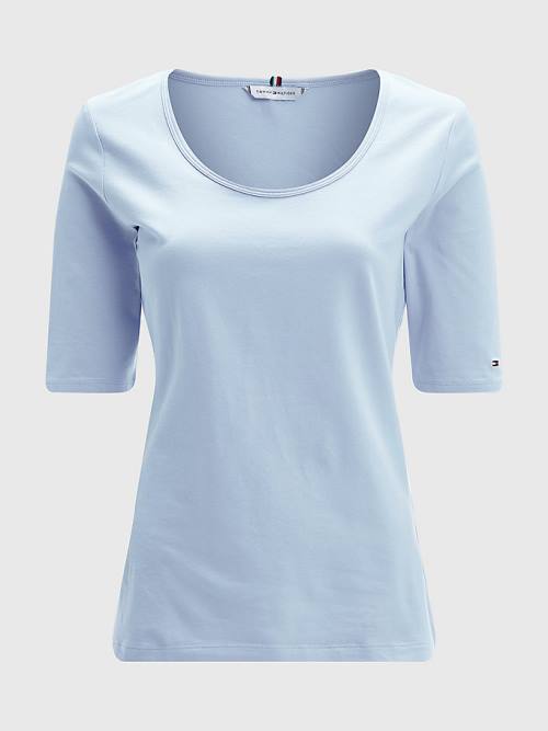 Ženske Tommy Hilfiger Slim Fit Scoop Neck Majice Plava | TH891XPV