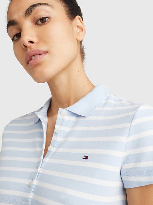 Ženske Tommy Hilfiger Slim Fit Stripe Polo Haljine Plava | TH374VBG