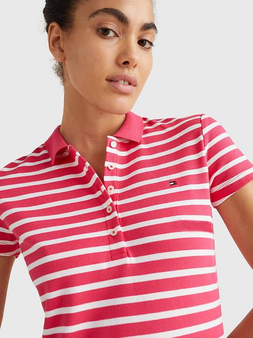 Ženske Tommy Hilfiger Slim Fit Stripe Polo Haljine Roza | TH501ZHD