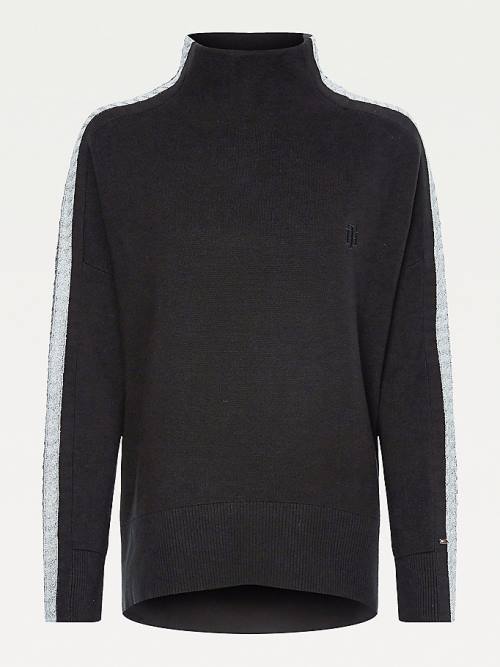 Ženske Tommy Hilfiger Sparkle Stripe Relaxed Fit Jumper Džemper Crna | TH623LEM