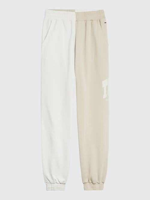 Ženske Tommy Hilfiger Spliced Collegiate Relaxed Joggers Pantalone Bež | TH649VNH