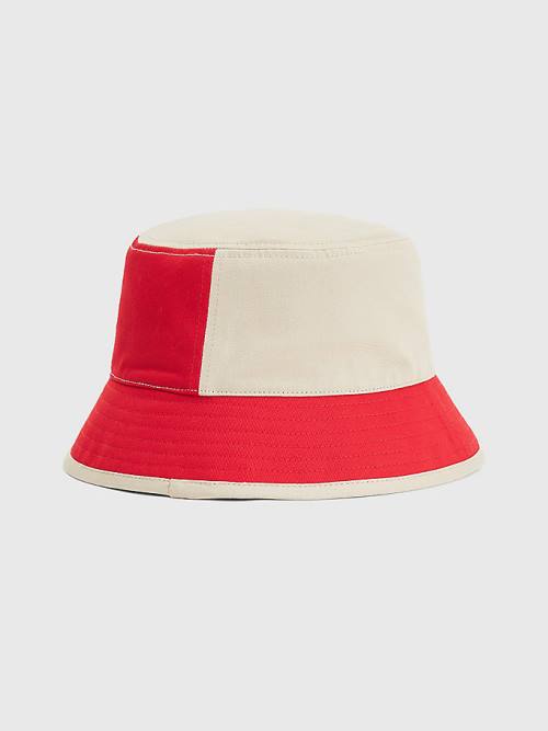 Ženske Tommy Hilfiger Spliced Logo Colour-Blocked Bucket Kape Crveni | TH830YSM