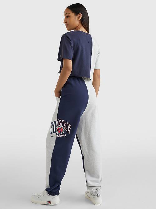 Ženske Tommy Hilfiger Spliced Logo Cropped Majice Plava | TH716YUM