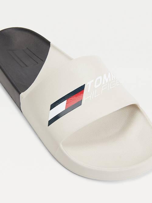 Ženske Tommy Hilfiger Sport Colour-Blocked Logo Pool Slides Sandale Bež | TH381ZXQ