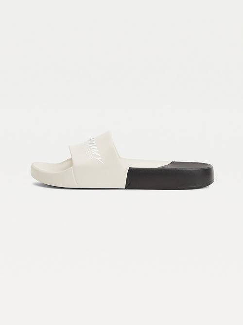 Ženske Tommy Hilfiger Sport Colour-Blocked Logo Pool Slides Sandale Bež | TH381ZXQ