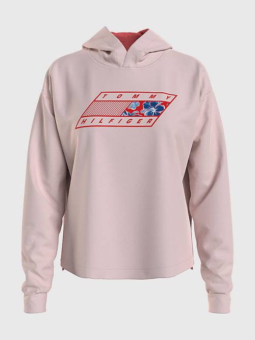 Ženske Tommy Hilfiger Sport Flag Logo Duks Hoodie Roza | TH236VHT