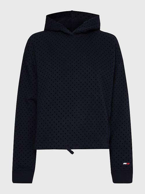 Ženske Tommy Hilfiger Sport Flocked Polka-Dot Relaxed Fit Duks Hoodie Plava | TH925KUX