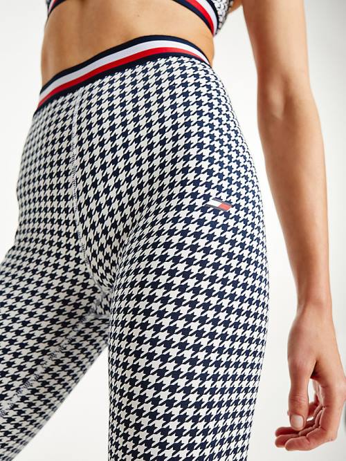 Ženske Tommy Hilfiger Sport Full Length Houndstooth Helanke Crna | TH861YHG