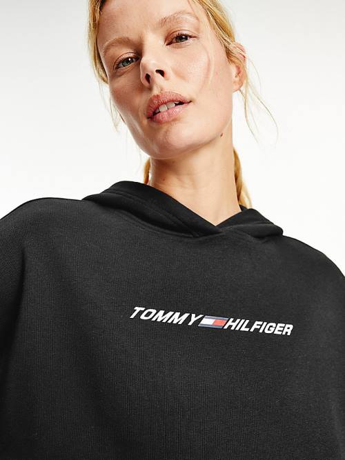 Ženske Tommy Hilfiger Sport Graphic Duks Hoodie Crna | TH079ALX