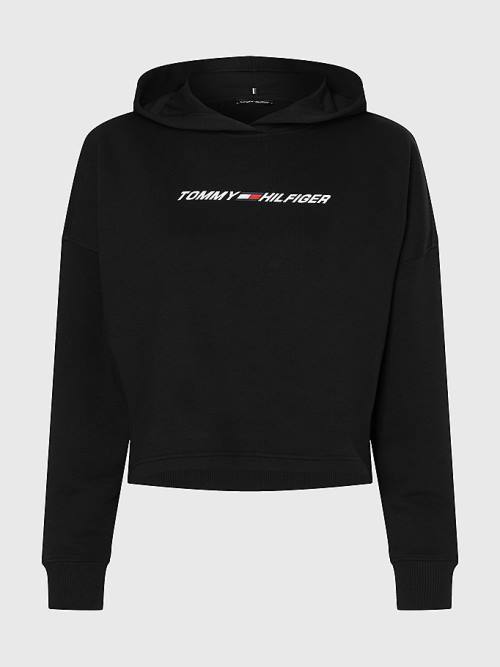 Ženske Tommy Hilfiger Sport Graphic Duks Hoodie Crna | TH079ALX