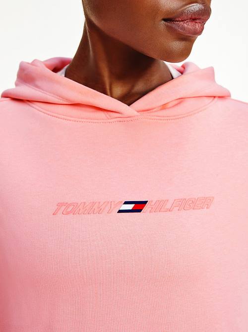 Ženske Tommy Hilfiger Sport Graphic Duks Hoodie Roza | TH620BWZ