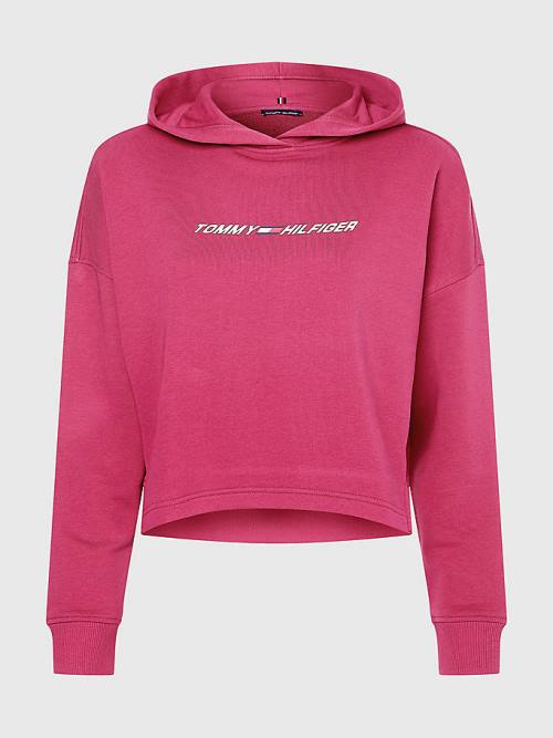 Ženske Tommy Hilfiger Sport Graphic Duks Hoodie Crveni | TH790ZSH