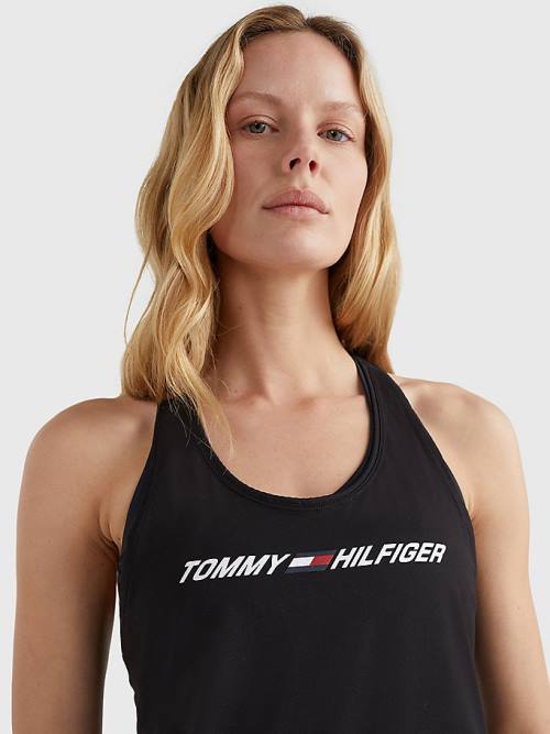 Ženske Tommy Hilfiger Sport Graphic Racerback Tank Top Majice Crna | TH938KHW