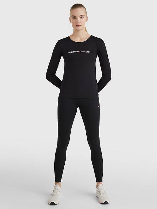 Ženske Tommy Hilfiger Sport Performance Graphic Long Sleeve Majice Crna | TH524TLV