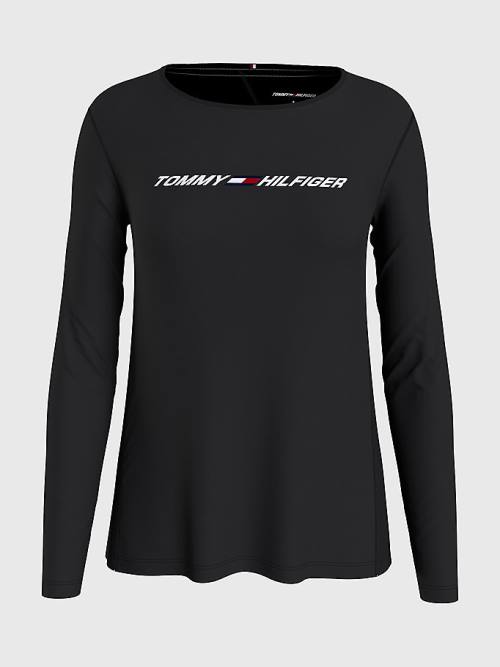 Ženske Tommy Hilfiger Sport Performance Graphic Long Sleeve Majice Crna | TH524TLV