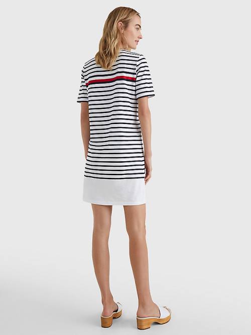 Ženske Tommy Hilfiger Stripe Crew Neck Haljine Bela | TH813XMN