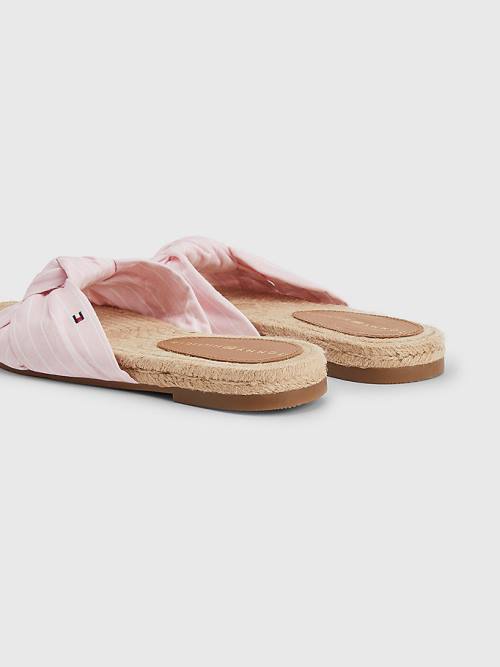 Ženske Tommy Hilfiger Stripe Espadrille Flat Sandale Roza | TH851SUK