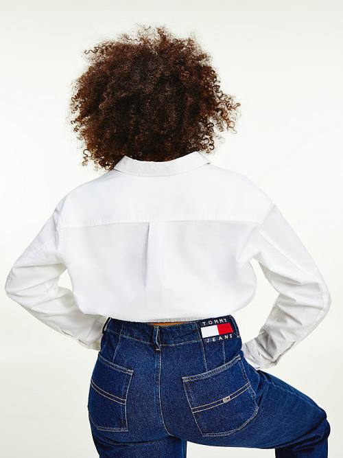 Ženske Tommy Hilfiger Super Cropped Organic Cotton Boyfriend Košulje Bela | TH781ICO